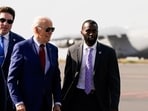 U.S. President Joe Biden looks on, before he boards Air Force One en route to Angola, at Amilcar Cabral International Airport in Sal, Cape Verde, December 2, 2024. REUTERS/Elizabeth Frantz
