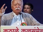 RSS Chief Mohan Bhagwat addresses 'Kathale Kulsammelan'- Silver Jubilee annual celebration of Kathale Pariwar, in Nagpur on Sunday. (ANI Photo)
RSS Chief Mohan Bhagwat addresses 'Kathale Kulsammelan'- Silver Jubilee annual celebration of Kathale Pariwar, in Nagpur on Sunday. (ANI Photo)