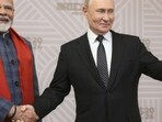 Prime Minister Narendra Modi and Russian President Vladimir Putin on the sidelines of Brics Summit at Kazan City Hall in Kazan, Russia. (AP)