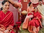 Sobhita Dhulipala looked stunning in a traditional saree at her pelli kuturu ceremony.