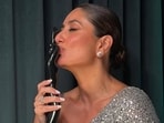 Kareena Kapoor let her son Jeh Ali Khan play with her Filmfare trophy. Kareena Kapoor let her son Jeh Ali Khan play with her Filmfare trophy.