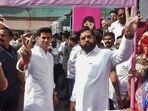 Caretaker Chief Minister Eknath Shinde with son MP Shrikant Shinde 