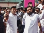 Caretaker Chief Minister Eknath Shinde with son MP Shrikant Shinde 