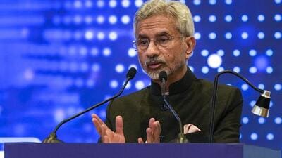 External affairs minister S Jaishankar addresses a gathering at the CII Partnership Summit 2024 in New Delhi on Monday. (PTI) External affairs minister S Jaishankar addresses a gathering at the CII Partnership Summit 2024 in New Delhi on Monday. (PTI)