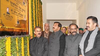 Himachal CM Sukhvinder Singh Sukhu and other ministers at the inauguration of the Dhalli bus stand. (Deepak Sansta/HT) Himachal CM Sukhvinder Singh Sukhu and other ministers at the inauguration of the Dhalli bus stand. (Deepak Sansta/HT)