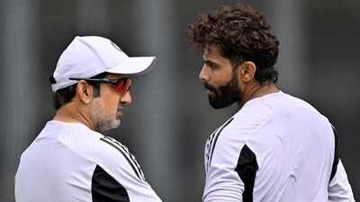 India coach Gautam Gambhir and Ravindra Jadeja during a practice session at Optus Stadium in Perth. (AFP) India coach Gautam Gambhir and Ravindra Jadeja during a practice session at Optus Stadium in Perth. (AFP)
