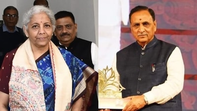Union finance minister Nirmala Sitharaman (L), former Gujarat chief minister Vijay Rupani (R). Union finance minister Nirmala Sitharaman (L), former Gujarat chief minister Vijay Rupani (R).