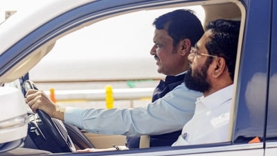 Maharashtra Caretaker Chief Minister Eknath Shinde with Deputy Chief Minister Devendra Fadnavis. (Eknath Shinde-X) Maharashtra Caretaker Chief Minister Eknath Shinde with Deputy Chief Minister Devendra Fadnavis. (Eknath Shinde-X)