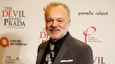 Irish television presenter Graham Norton poses on the red carpet upon arrival for the opening gala for the musical The Devil Wears Prada, at The Dominion Theatre, in central London on Sunday evening. (AFP) Irish television presenter Graham Norton poses on the red carpet upon arrival for the opening gala for the musical The Devil Wears Prada, at The Dominion Theatre, in central London on Sunday evening. (AFP)