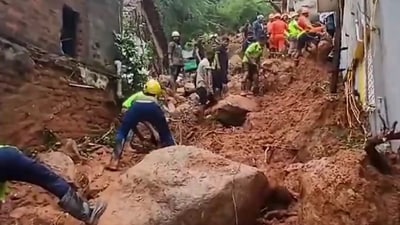 Cyclone Fengal: Seven people are feared to be trapped below the debris of a mudslide in Tamil Nadu (PTI) Cyclone Fengal: Seven people are feared to be trapped below the debris of a mudslide in Tamil Nadu (PTI)