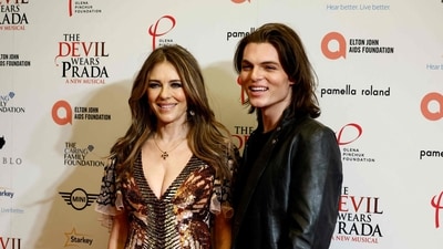 British actress and model Elizabeth Hurley (L) and her son, British model Damian Hurley pose on the red carpet upon arrival. (AFP) British actress and model Elizabeth Hurley (L) and her son, British model Damian Hurley pose on the red carpet upon arrival. (AFP)