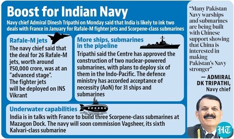 India has been in talks with France to build three more Scorpene-class submarines at Mazagon Dock Shipbuilders Limited (MDL) in Mumbai. (HT Print) India has been in talks with France to build three more Scorpene-class submarines at Mazagon Dock Shipbuilders Limited (MDL) in Mumbai. (HT Print)