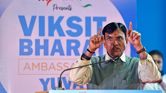 Union minister of youth affairs and sports and labour and employment, Mansukh Mandaviya. (ANI/FILE) (Jitender Gupta)