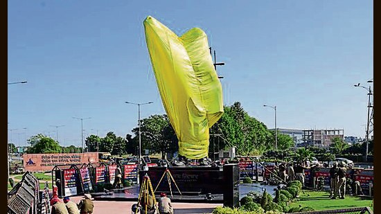 Mohali deputy commissioner (DC) Aashika Jain, along with senior police and administrative officers, took stock of the preparations on Monday. (Keshav Singh/HT)