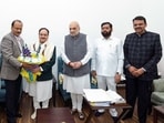 Maharashtra's caretaker CM and Shiv Sena chief Eknath Shinde, BJP leader Devendra Fadnavis and NCP chief Ajit Pawar. Maharashtra's caretaker CM and Shiv Sena chief Eknath Shinde, BJP leader Devendra Fadnavis and NCP chief Ajit Pawar.