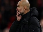 Manchester City's Spanish manager Pep Guardiola watches the players from the touchline. (Photo by Adrian Dennis / AFP) Manchester City's Spanish manager Pep Guardiola watches the players from the touchline. (Photo by Adrian Dennis / AFP)