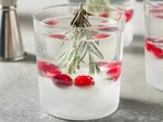 The Snow Globe Cocktail mirrors the magic of a real snow globe, featuring sparkling drinks and frozen garnishes in clear ice to create an icy wonderland.