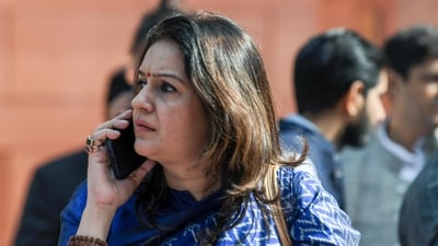 Shiv Sena (Uddhav Balasaheb Thackeray) MP Priyanka Chaturvedi at Parliament on the third day of the Winter Session in New Delhi. (ANI Photo) (Rahul Singh ) Shiv Sena (Uddhav Balasaheb Thackeray) MP Priyanka Chaturvedi at Parliament on the third day of the Winter Session in New Delhi. (ANI Photo) (Rahul Singh )
