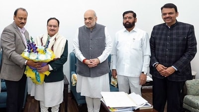 Maharashtra's caretaker CM and Shiv Sena chief Eknath Shinde, BJP leader Devendra Fadnavis and NCP chief Ajit Pawar. (ANI file photo) Maharashtra's caretaker CM and Shiv Sena chief Eknath Shinde, BJP leader Devendra Fadnavis and NCP chief Ajit Pawar. (ANI file photo)