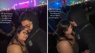 A couple’s romantic moment at Arijit Singh’s concert. (Instagram/@zenithroyofficial) A couple’s romantic moment at Arijit Singh’s concert. (Instagram/@zenithroyofficial)