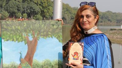 Chetna Keer with her book ‘Geisha In The Gota Patti’ (Anil Dayal/HT)