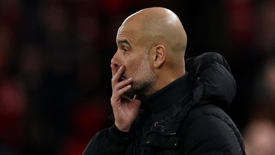 Manchester City's Spanish manager Pep Guardiola watches the players from the touchline. (Photo by Adrian Dennis / AFP) (AFP) Manchester City's Spanish manager Pep Guardiola watches the players from the touchline. (Photo by Adrian Dennis / AFP) (AFP)