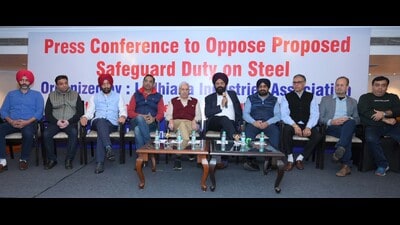 Industrialists addressing mediapersons in Ludhiana. Industrialists addressing mediapersons in Ludhiana.