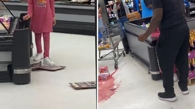 The image gives a glimpse of a rampage by a kid at a Walmart. (Screengrab) The image gives a glimpse of a rampage by a kid at a Walmart. (Screengrab)