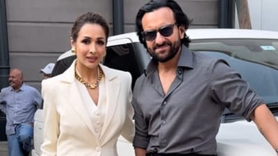 Malaika Arora and Saif Ali Khan get clicked by the paparazzi in Mumbai. Malaika Arora and Saif Ali Khan get clicked by the paparazzi in Mumbai.