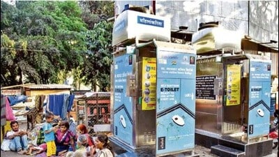 The toilets were created by repurposing old Pune Mahanagar Parivahan Mahamandal Limited (PMPML) buses. (HT PHOTO)