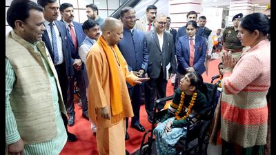 U.P. CM Yogi Adityanath during an event marking the World Disability Day at Lok Bhavan in Lucknow on December 3. (Deepak Gupta/HT) U.P. CM Yogi Adityanath during an event marking the World Disability Day at Lok Bhavan in Lucknow on December 3. (Deepak Gupta/HT)