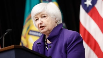 WASHINGTON, DC - NOVEMBER 21: U.S. Secretary of the Treasury Janet Yellen gives remarks at an event celebrating the Community Development Financial Institutions FUND (CDFI) at the U.S. Treasury Department on November 21, 2024 in Washington, DC. The U.S. Treasury Department held the event to celebrate the 30th anniversary of CDFI alongside former U.S. President Bill Clinton. The CDFI was established during Clinton�s presidency to initiate assistance for financial institutions that supported underserved customers and communities. Anna Moneymaker/Getty Images/AFP (Photo by Anna Moneymaker / GETTY IMAGES NORTH AMERICA / Getty Images via AFP) (Getty Images via AFP) WASHINGTON, DC - NOVEMBER 21: U.S. Secretary of the Treasury Janet Yellen gives remarks at an event celebrating the Community Development Financial Institutions FUND (CDFI) at the U.S. Treasury Department on November 21, 2024 in Washington, DC. The U.S. Treasury Department held the event to celebrate the 30th anniversary of CDFI alongside former U.S. President Bill Clinton. The CDFI was established during Clinton�s presidency to initiate assistance for financial institutions that supported underserved customers and communities. Anna Moneymaker/Getty Images/AFP (Photo by Anna Moneymaker / GETTY IMAGES NORTH AMERICA / Getty Images via AFP) (Getty Images via AFP)
