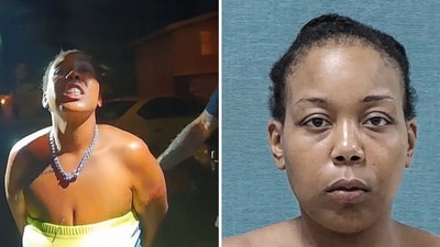 Bodycam footage showed the Ohio woman sitting on all fours outdoors eating the cat as horrified neighbours looked on. (X/@micah_erfan, @MrAndyNgo) Bodycam footage showed the Ohio woman sitting on all fours outdoors eating the cat as horrified neighbours looked on. (X/@micah_erfan, @MrAndyNgo)