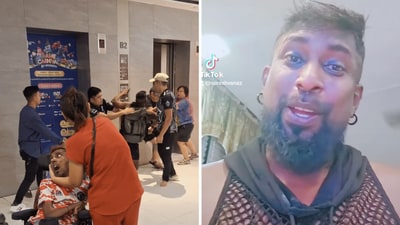 Suresh Vanaz claimed that the altercation began when he was helping his wheelchair-bound brother out of the lift. (X/vanazsuresh) Suresh Vanaz claimed that the altercation began when he was helping his wheelchair-bound brother out of the lift. (X/vanazsuresh)