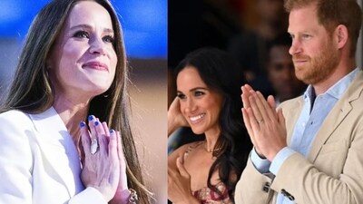 (Left) Ashley Biden at the Democratic National Convention in Chicago, Illinois; Harry and Meghan (Sussexes' getty image) (Left) Ashley Biden at the Democratic National Convention in Chicago, Illinois; Harry and Meghan (Sussexes' getty image)