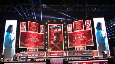 The stage was set for the grand event in Hyderabad. Allu Arjun thanked fans for all the love and support. The stage was set for the grand event in Hyderabad. Allu Arjun thanked fans for all the love and support.