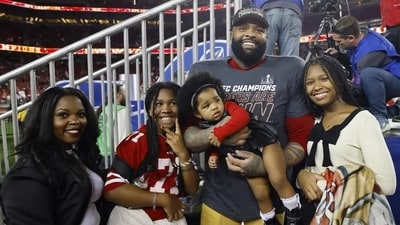 49ers' offensive tackle Trent Williams' wife, Sondra, was initially pregnant with twins. However, one of the babies was lost during pregnancy and the other was stillborn last month. The couple shares three daughters. (Instagram) 49ers' offensive tackle Trent Williams' wife, Sondra, was initially pregnant with twins. However, one of the babies was lost during pregnancy and the other was stillborn last month. The couple shares three daughters. (Instagram)