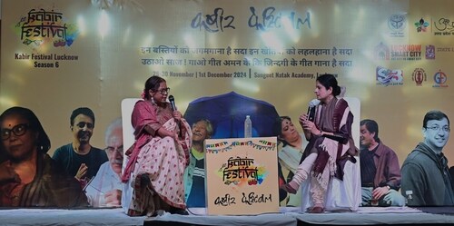 Sutapa Sikhar in conversation with Saman Habib during Kabir Festival in Lucknow