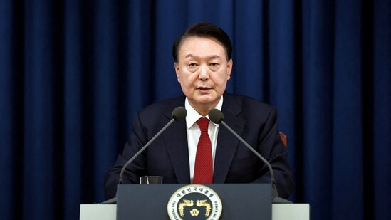 South Korean President Yoon Suk Yeol delivers a speech to declare martial law in Seoul, South Korea, December 3, 2024.(Reuters)