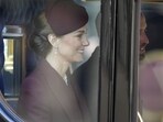 The Prince and Princess of Wales sit in a carriage after welcoming the Emir of Qatar and his wife to the UK (Kin Cheung/PA)