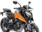 2024 KTM 250 Duke is offered in three colour options - Electric Orange, Ceramic White and Atlantic Blue.