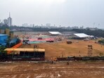 Preparations underway for the oath-taking ceremony of the Mahayuti government, scheduled for December 5 at Azad Maidan in Mumbai. (ANI) Preparations underway for the oath-taking ceremony of the Mahayuti government, scheduled for December 5 at Azad Maidan in Mumbai. (ANI)
