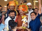 BJP leaders Devendra Fadnavis and Chandrashekhar Bawankule and others after the BJP legislature meeting at Vidhan Bhavan in Mumbai on Wednesday. (PTI Photo) BJP leaders Devendra Fadnavis and Chandrashekhar Bawankule and others after the BJP legislature meeting at Vidhan Bhavan in Mumbai on Wednesday. (PTI Photo)