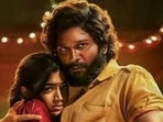 Allu Arjun, Rashmika Mandanna and Fahadh Faasil's stills from Pushpa: The Rise. Allu Arjun, Rashmika Mandanna and Fahadh Faasil's stills from Pushpa: The Rise.