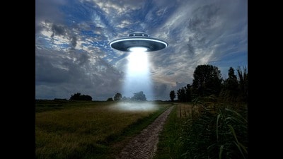 A speculative image of a UFO hovering over the earth. (Shutterstock) A speculative image of a UFO hovering over the earth. (Shutterstock)