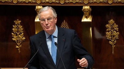 Michel Barnier, France's prime minister, speaks during a no-confidence debate at the National Assembly in Paris, France, on Wednesday, Dec. 4, 2024. (Bloomberg) Michel Barnier, France's prime minister, speaks during a no-confidence debate at the National Assembly in Paris, France, on Wednesday, Dec. 4, 2024. (Bloomberg)