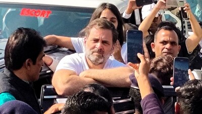 Leader of Opposition in the Lok Sabha Rahul Gandhi being stopped at the Ghazipur border while he was on his way to visit the violence-hit Sambhal. (PTI)