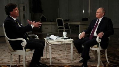 Tucker Carlson shared a clip X, in which he declared, “We are closer to nuclear war than at any time in history.” (via REUTERS)