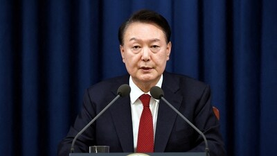 South Korean President Yoon Suk Yeol delivers a speech to declare martial law in Seoul, South Korea, December 3, 2024. (Reuters)