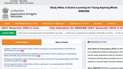 The NTA SWAYAM July 2024 semester exams are scheduled to be held on December 7, 8, 14 and 15, 2024. The NTA SWAYAM July 2024 semester exams are scheduled to be held on December 7, 8, 14 and 15, 2024.